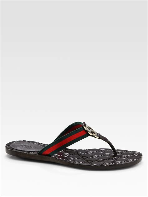 gucci flip flops brown